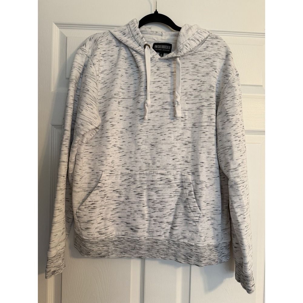 Knickerbocker Vintage Design Men's Hoodie Large Grey Space‎ Dye Melange Fleece